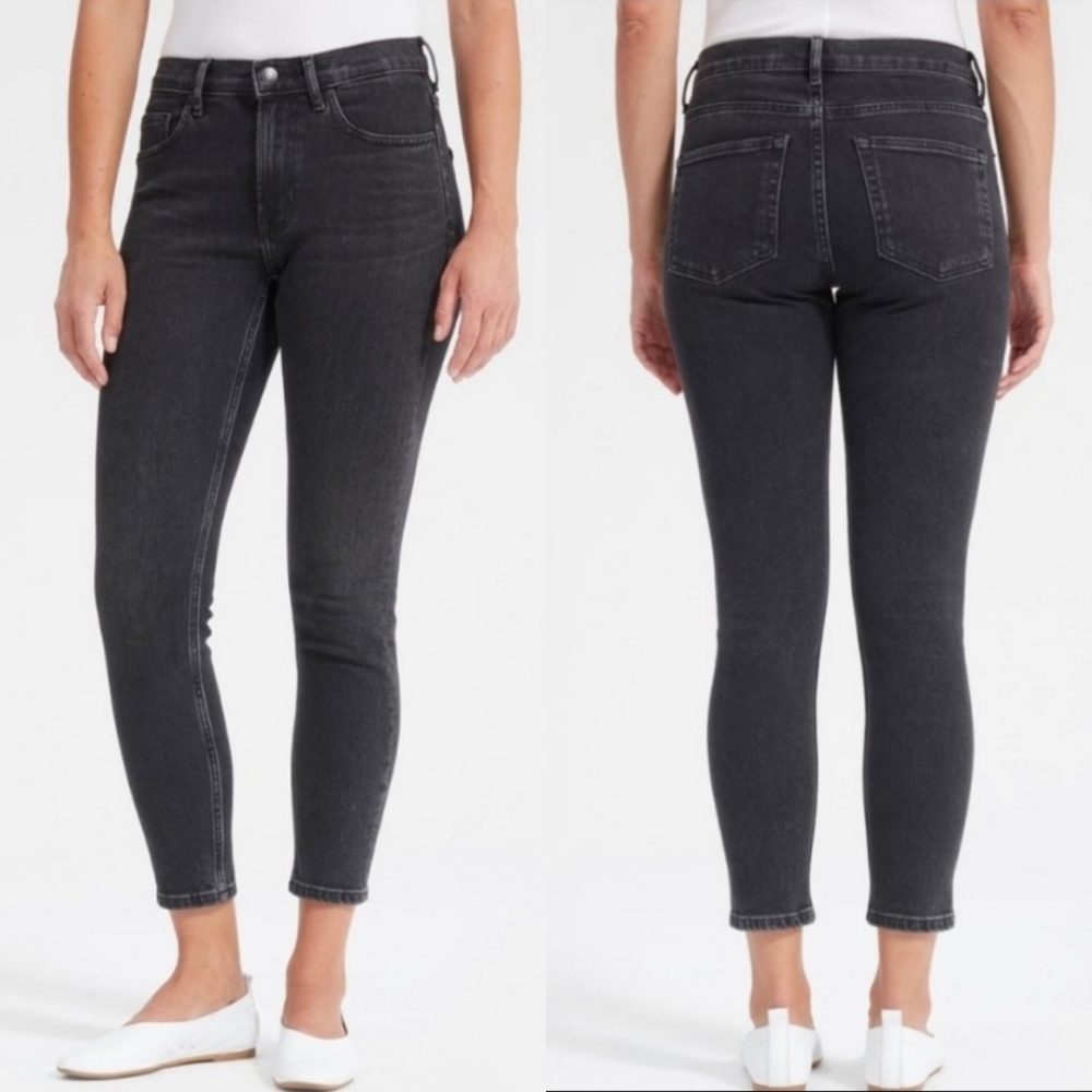 Everlane Mid Rise Skinny Ankle Washed Black Denim Jeans